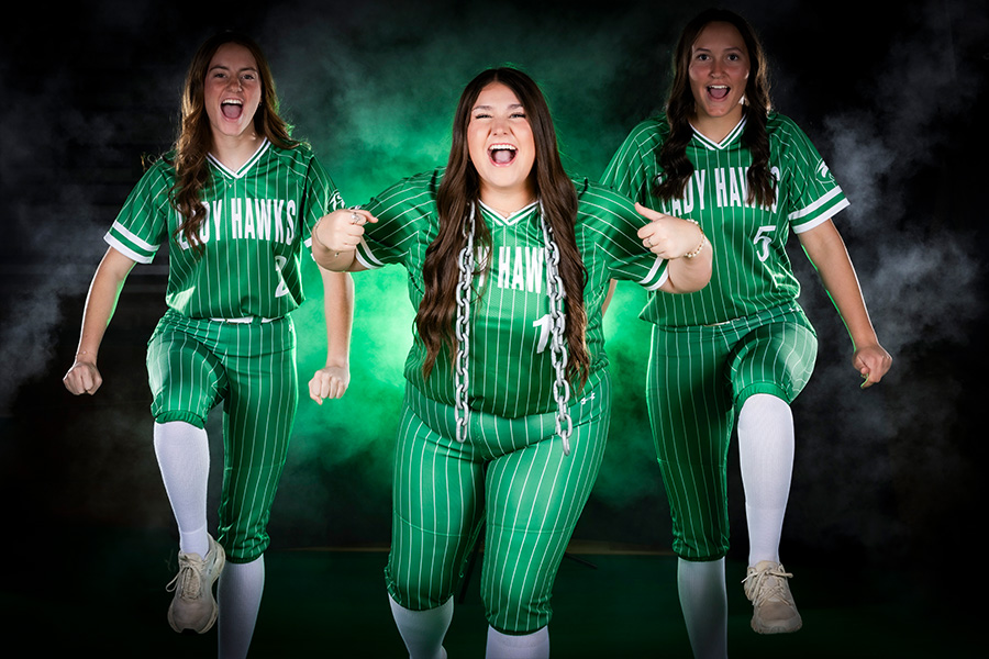 Team media day composite with dramatic lighting
